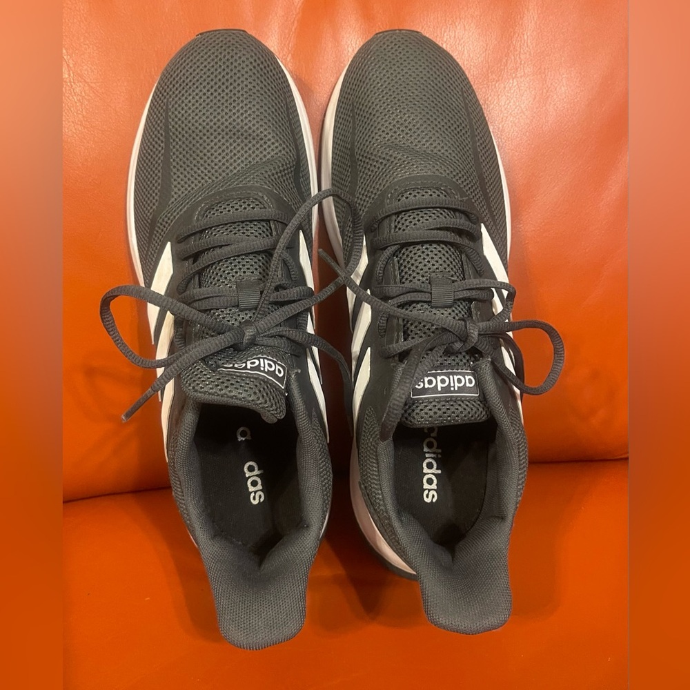 ADIDAS- MENS GREY LOGO LOW TOP SNEAKERS SIZE 10